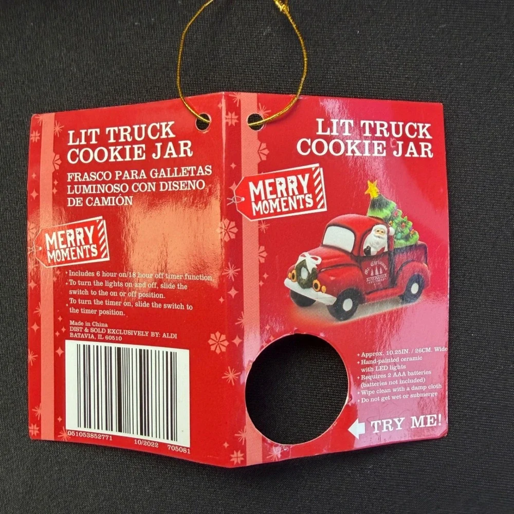 Mr. Christmas Red Truck Santa Light Up Tree Ceramic Farmhouse Holiday Cookie Jar